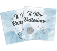 Ciao - Tovaglioli carta compostabili Battesimo (33x33cm, doppio velo), 20 pezzi, azzurro