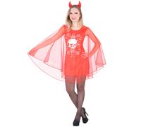 Ciao Vestito Halloween Donna Red Skull Lady Con Tulle Cerchietto Corna Rosso