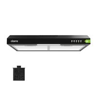 CIARRA Cappa Aspirante 60cm Classe A+, 3 Velocità, Ricircolo ed Espulsione, Cappa Sottopensile Nero con Filtro Carbone CBCF009