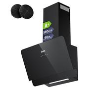 Ciarra CBCB6765C Cappa Aspirante 60cm - Classe A+ - 580m³/h - 3 Velocità - Filtri a Carbone CBCF055 Inclusi - Cappa Inclinata Scarico o Ricircolo - Nera