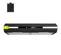 CIARRA CBCB6921 Cappa Aspirante 60cm Classe A+, 3 Velocità 300m³/h, Ricircolo ed Espulsione, Touch Screen Luce Ambientale Extra Cappa Sottopensile Nero con Filtro Carbone CBCF011