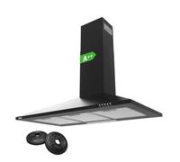 CIARRA CBCB9201 Cappa Aspirante 90 cm 406 m³/h 60dB Nero | con Filtro a Carbone CBCF002X2, Camino Estensibile - Cappa Cucina