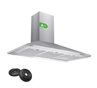 CIARRA CBCS9201 Cappa Aspirante 90 cm Classe A++, 370 m³/h, 3 Velocità, con Filtro a Carbone per Cappa Cucina