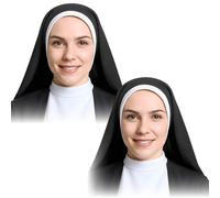 CIATBYYJ 2 cappelli da suora di Halloween, copricapo, elegante costume da suora da donna, accessorio per Halloween, cosplay, feste (bianco e nero)