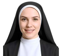 CIATBYYJ Cappellino da suora per Halloween, copricapo, elegante costume da suora, accessorio da donna, accessorio per Halloween, cosplay, feste (bianco e nero)