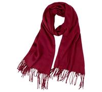 CIATBYYJ Sciarpa calda da donna, in cashmere, morbida pashmina, sciarpa invernale con frange, adatta per tenere al caldo in autunno, inverno e Natale, rosso vivo, 70 x 210 cm