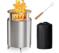 Ciays Braciere senza fumo con supporto, braciere da tavolo da 7 ″ per campeggio con tecnologia brevettata, braciere portatile per esterni con griglia, attizzatoio e borsa, alimentato da pellet, legna