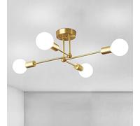 CIBITA Lampadario Industriale, Plafoniera Sputnik Vintage, Lampada da Soffitto Forma DIY in Ferro Dorato per Camera da Letto, Soggiorno, Cucina, E27, Diametro 72 cm (Senza Lampadina)