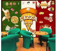 Cibo Creativo E Colorato Pizza Fast Food Ristorante 3D Carta Da Parati Facile Installare Mobili Sfondi Ufficio Divano Camera Letto Sfondo Decorazione Murale-250cm×170cm