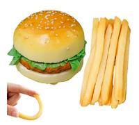 Cibo da cucina giocattolo, 1 set cibo da gioco realistico, plastica artificiale include hamburger, 10 pezzi di patatine fritte per decorazioni, oggetti di scena realistici, giocattoli