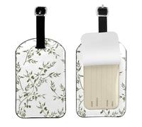 Cibo e bevande disegnati a mano con rami di ulivo,Etichette per bagagli in pelle PU, etichette per bagagli resistenti da viaggio, 2 pezzi