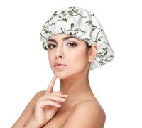 Cibo e bevande disegnati a mano con ramo d'ulivo,Cuffia da notte in raso per adulti - Cuffia da notte elastica per donna, copricapelli per la notte