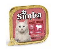 Monge Simba Paté Adult Manzo Umido Gatti Vaschetta Gusto Naturale 3,2kg 32 Pezzi