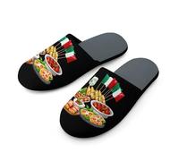 Cibo Italia con bandiera italiana da uomo pantofole in cotone scarpe da casa stampate divertenti morbide antiscivolo scarpe da casa per interni ed esterni, Stile:, 45-46_（11-12）