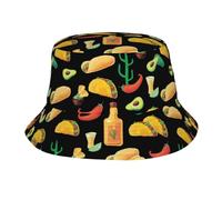 Cibo Messicano Senza Cuciture Cappelli a Secchiello da Uomo, Cappello a Secchiello Casual da Esterno con Protezione UV e Protezione Solare