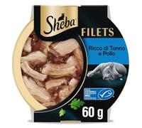 Cibo per gatti adulti SHEBA Filets con Pollo & Tonno salsa, 32 Vaschette da 60g