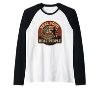 Cibo reale Persone vere Mercato Stile Paese Ag Maglia con Maniche Raglan