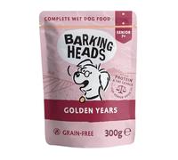 Cibo umido Barking Heads per cani anziani, Golden Years (10x300g), pollo e salmone ruspante, senza aromi artificiali, ricetta senza cereali con contenuto ottimale di proteine e grassi