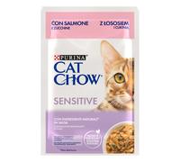 CAT CHOW Cibo sensibile per gatti con salmone e zucchine in salsa 85g