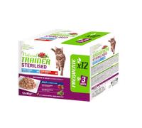 Cibo umido per gatti Natural Trainer Adult Sterilised Multipack Tonno e Manzo.