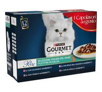 Cibo umido per gatti Purina Gourmet Perle Piaceri del Mare 12x85g Blu