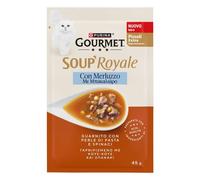 Purina Gourmet Soup Royale Filetti in brodo di cottura 45 gr Merluzzo - confezione da 12 pezzi - Cibo umido per gatti - 1° ORDINE? scegli lo sconto BZR5 / BZR20 + 200 punti fedeltà