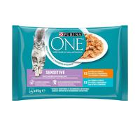 Cibo umido per gatti Purina ONE sensitive pollo e tonno in salsa 4x85 g