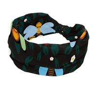 Cicala colorata con foglie verdi sfondo largo fasce per la testa per donne, fasce elastiche per capelli, fascia per capelli antiscivolo, fascia turbante per allenamento, yoga, sport, corsa