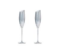 Cicano Set di 2 calici da vino obliqui in cristallo senza piombo con manico lungo per champagne, casa, bar, feste, grigio 025