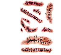 Cicatrici finte con sangue finto, cicatrici di zombi tatuaggi sanguinosi cicatrice con falsa costume di sangue che trucco le decorazioni di Halloween Decorazioni