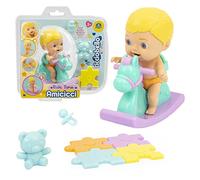 Cicciobello- Amicicci Ride Time, Tenero Bebè Ciuccio, Il Cavallo a Dondolo e Il Pannolino Colorato, Mini Personaggio con Tappetino e Orsetto, per Bambine a Partire dai 3 Anni, Multicolore, CC010100