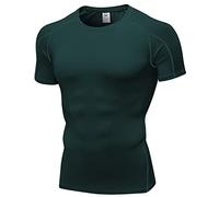 CICI FIVE Maglietta a compressione da uomo a maniche corte a compressione atletica Top Cool Dry Undershirts Baselayer Gym allenamento T Shirt, Verde scuro., XX-Large
