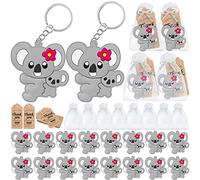 CiciBear Confezione da 60 decorazioni per feste per ospiti, 20 portachiavi koala, 20 etichette e 20 sacchetti regalo per feste a tema koala, amanti degli animali, compleanno dei bambini, baby shower