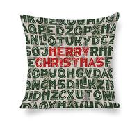 CiCiDi Federa decorativa per cuscino in cotone e lino con scritta Merry Christmas (lingua italiana non garantita)