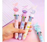 ciciglow Cartoon di Natale - 10in1 Penna a Sfera Retrattile 10 Colori per gli Studenti per Bambini Scrivono 4 Pezzi (17 cm)