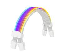 ciciglow Cavi PSU RGB, Kit di Prolunga Cavo di Alimentazione GPU ARGB Kit Cavo di Prolunga 2x8 Pin 5 V 3 Pin Sincronizzato per Chassis PC (White)