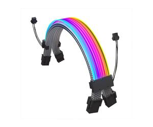 ciciglow Cavi PSU RGB, Kit di Prolunga Cavo di Alimentazione GPU ARGB Kit Cavo di Prolunga 2x8 Pin 5 V 3 Pin Sincronizzato per Chassis PC (Black)