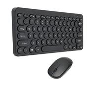 ciciglow Combinazione di Tastiera e Mouse Wireless 2.4G, Mouse Ergonomici Muti a 78 Tasti e Tastiera Keycap Rotondo retrò per Computer e Laptop(Nero)