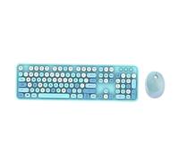 ciciglow Combo Tastiera e Mouse Wireless, Set Tastiera e Mouse Wireless 2.4G, Copritasto con Sospensione Circolare Compatibile con PC Portatile (BLUE)
