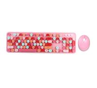 ciciglow Combo Tastiera e Mouse Wireless, Set Tastiera e Mouse Wireless 2.4G, Copritasto con Sospensione Circolare Compatibile con PC Portatile (PINK)