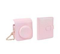 ciciglow Custodia Protettiva per Mini Fotocamera da 12, Copertura Superiore Rimovibile in Pelle PU con Tracolla Regolabile, Borsa da Trasporto per Album Fotografico con 64 Tasche per (PINK)