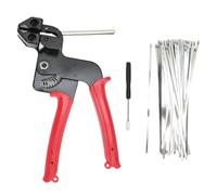 ciciglow Kit Pistola per Fascette in Acciaio Inossidabile 304, Kit Pistola per Fascette Metalliche, Utensile da Taglio per Fascette da 11,8 Pollici con 100 Fascette per Tubo di Scarico (rosso)