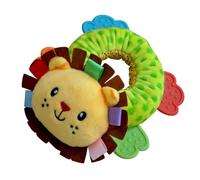 ciciglow Massaggiagengive per Bambini in Peluche con Ciambella a Forma di Leone con Udito del Suono della Campana, Massaggiagengive per la Percezione del Colore per la Prima Educazione del Bambino