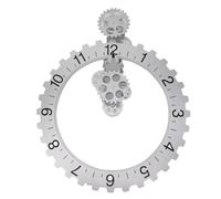 ciciglow Orologio con Ingranaggi in Movimento 3D, Orologio Decorativo da Parete con Ingranaggio Meccanico su Lato, Ruota Rotativa, per Soggiorno Domestico (SILVER)