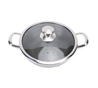 ciciglow Padella di Frittura Non Stick a Nido d'Ape, 316 Padella in Acciaio Inossidabile con Coperchio Veloce e Persino Lavastoviglie Che Riscaldano Alimentari Cassa (26CM)