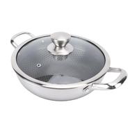ciciglow Padella di Frittura Non Stick a Nido d'Ape, 316 Padella in Acciaio Inossidabile con Coperchio Veloce e Persino Lavastoviglie Che Riscaldano Alimentari Cassa (30 cm)