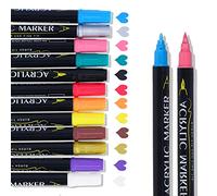 ciciglow Pennarelli a Vernice Acrilica, 12 Colori Pennarello Indelebile Punta Fine, Pittura Arte Pennarello Set per Legno/Ceramica/Tela/Vetro/Plastica, Pennarelli a Vernice Acrilica per Bambini