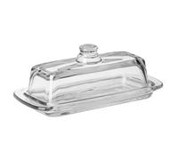 ciciglow Piatto per Burro in Vetro, Contenitore per Burro Spalmabile per Latticini Dal Design Classico Trasparente in 2 Pezzi, Contenitore per Multiuso con Coperchio per Fri (chiaro)