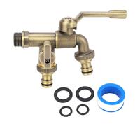 ciciglow Rubinetto D'acqua a Doppio Rubinetto All'aperto, Splitter di Rubinetto in Ottone Antichi a Prova di Ottone a Muro con 2 25 Mm, per la Piscina del Balcone della Lavanderia