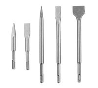 ciciglow Set di Punte per Scalpello per Martello Elettrico 5 Pezzi, Robusto Pratico Scalpello Piatto a Punta con Gambo Tondo, per Muro di Mattoni in Pietra e Cemento